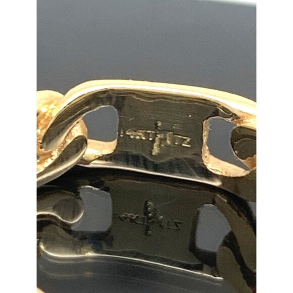 Wedding Band 14k Yellow Gold Ring 6.5mm Wide Curb Chain Estate Jewelry Size 6.5 - Picture 11 of 15